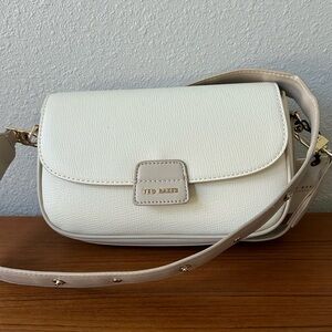 (NWT) Ted Baker Cream/Taupe Rory Crossbody Bag with Rose Rivet Strap